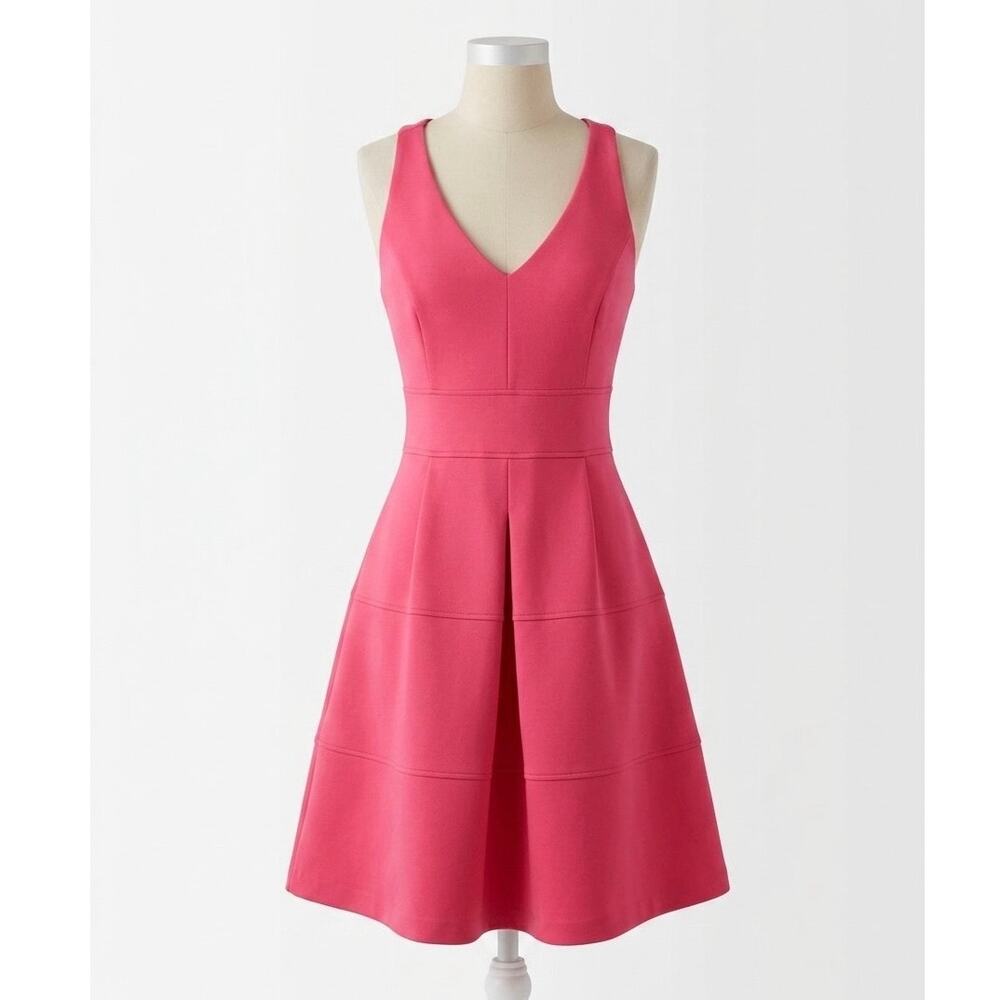 Jessica Simpson Pink Crisscross Back V-Neck Sleeveless Fit & Flare Dress Sz 8 - Picture 4 of 13